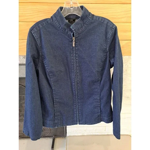 Eileen Fisher Womens Full Zip Blue Denim Jean Jacket Size M Cotton Blend - Picture 4 of 10